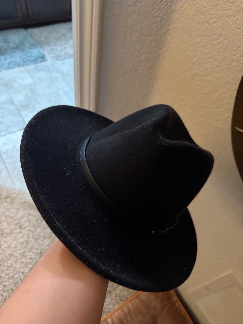 Classic Black Wide-Brim Fedora Hat
